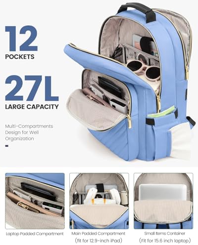 Laptop Backpack Purse for Women Work Travel Black OEKO-TEX STANDARD 100 Laptop Backpack Purse for Women College Black Qu