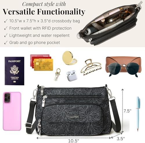 Baggallini Original RFID Protected Lightweight Nylon Zippered Travel Purse for Women ClimatePartner Certified