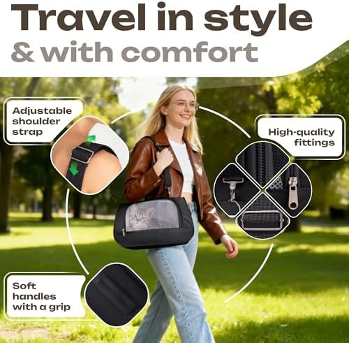 Airline Approved Small Pet Carrier for Cats and Rabbits, Lightweight & Ventilated Dog Carrier, Soft-Sided & Foldable (Up