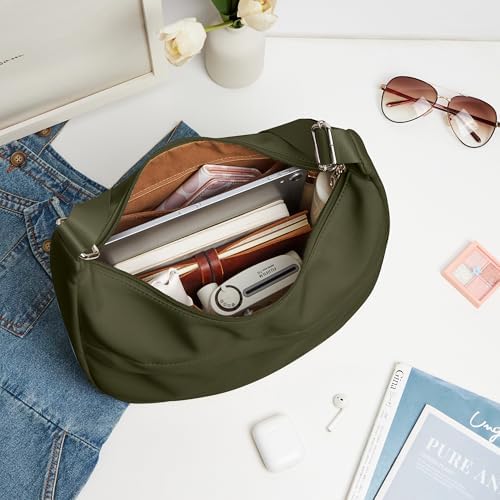 Fancy Forest KALIDI Nylon Crescent Bag Medium Casual Shoulder Crossbody Purse for Women Men Travel with External Pocket