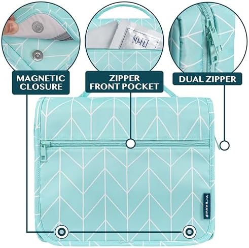 PAVILIA Water Resistant Makeup Bag Toiletries Women Men Travel Bag PAVILIA Foldable Cosmetic Organizer Travel Bag Large