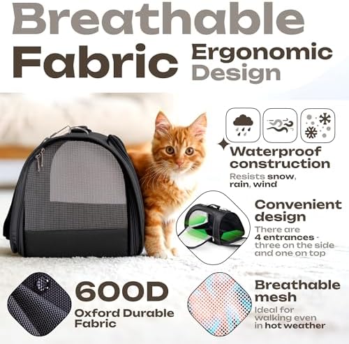 Airline Approved Small Pet Carrier for Cats and Rabbits, Lightweight & Ventilated Dog Carrier, Soft-Sided & Foldable (Up