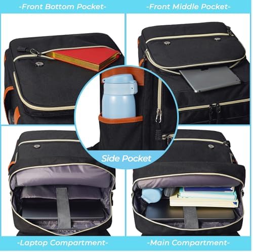 Ronyes Vintage Laptop Backpack for Women and Men, 15.6 inch Red Backpack with USB Charging Port for College and Work