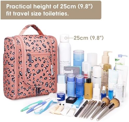 Narwey Large Blue Leaf Hanging Toiletry Bag for Women Travel and Men Cosmetics Organizers
