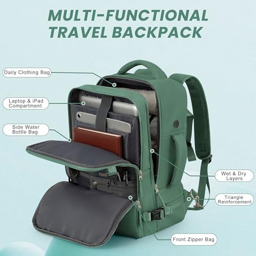 Women's Flight Approved Travel Backpack with USB Charging, Lightweight & Waterproof, Ideal for College, Work and Travel