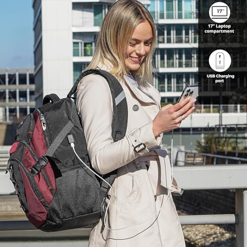 Swissdigital Design Laptop Backpack with USB Charging Port | Men's 15.6 Inches Fit 31L Travel Backpack | Blue/Black | SD