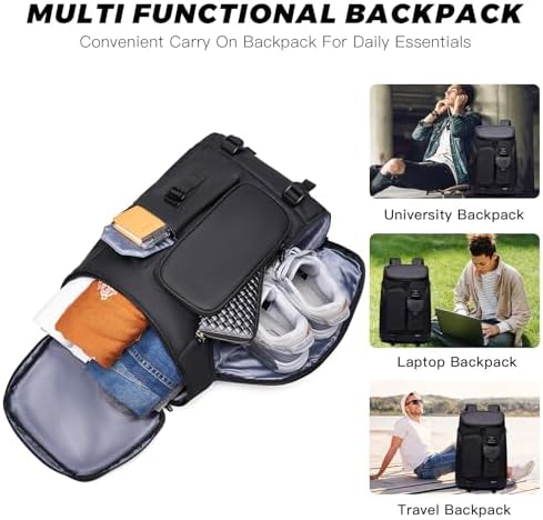 Men's Travel Backpack, 17.3 Inches Business Laptop, Water-Resistant, Carry on Airline Approved, USB Charger Port, 18x14x