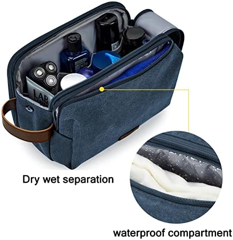 Men's Water-resistant Toiletry Bag - BAGSMART Dopp Kit Canvas Travel Organizer - Black - Large - Image 27