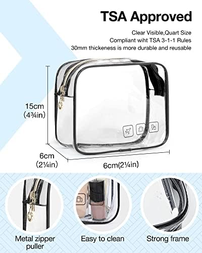 Toiletry Bag Smart Hanging Travel Makeup Organizer TSA Approved Transparent | Travel Makeup Organizer with Hanging Feat