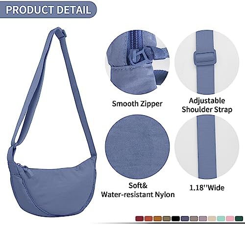 EVGLOW Nylon Crescent Crossbody Bag - Trendy Women's Travel Sling Bag EVGLOW Nylon Crescent Crossbody Bag - Small Men's