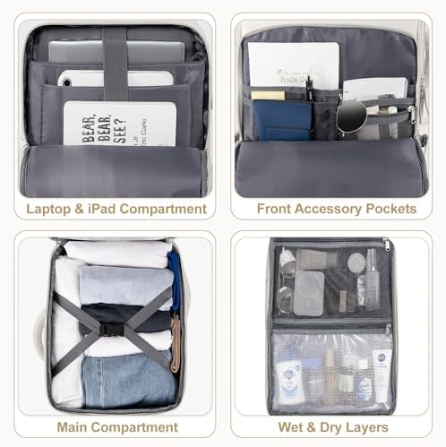 Women's Flight Approved Travel Backpack with USB Charging, Lightweight & Waterproof, Ideal for College, Work and Travel