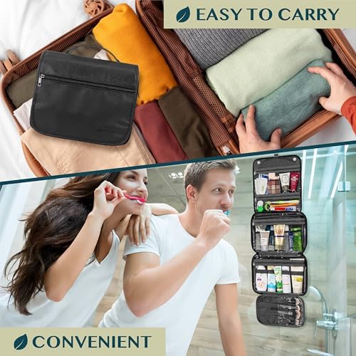 PAVILIA Water Resistant Makeup Bag Toiletries Women Men Travel Bag PAVILIA Foldable Cosmetic Organizer Travel Bag Large