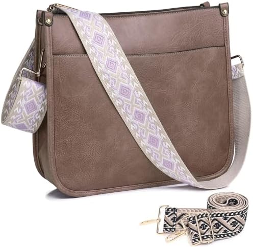 AUYOCO Vegan Leather Crossbody Bags for Women Handbag with Guitar Strap Zipped Pockets AUYOCO Vegan Leather Crossbody