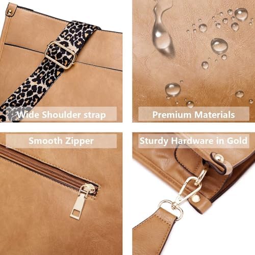 AUYOCO Vegan Leather Crossbody Bags for Women Handbag with Guitar Strap Zipped Pockets AUYOCO Vegan Leather Crossbody