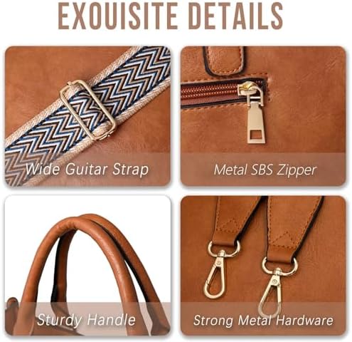 AUYOCO Vegan Leather Crossbody Bags for Women Handbag with Guitar Strap Zipped Pockets AUYOCO Vegan Leather Crossbody
