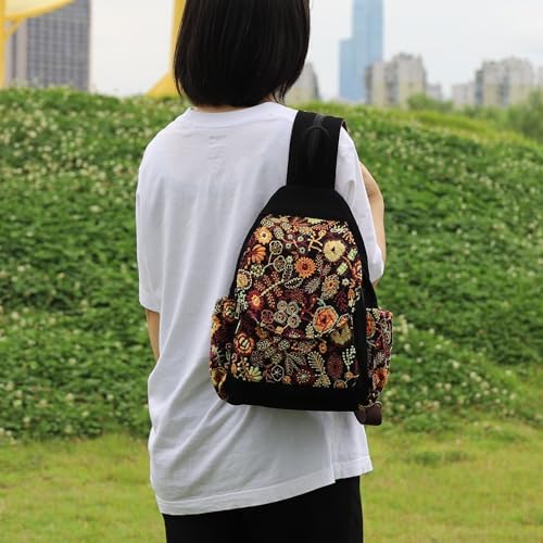 SILKAREA Embroidered Boho Small Sling Bag for Women Travel (Blue) SILKAREA Embroidered Boho Small Sling Bag for Women Ch