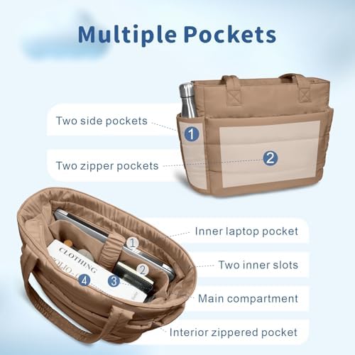 TOPDesign Lightweight Puffy Handbag for Women Travel TOPDesign Quilted Shoulder Bag for Women Work TOPDesign Puffer Tote