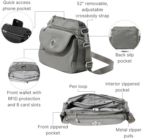 Baggallini Calais Crossbody Bags for Women Lightweight Water-Resistant Travel Purse Baggallini Calais Crossbody Bags for