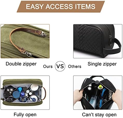 Men's Water-resistant Toiletry Bag - BAGSMART Dopp Kit Canvas Travel Organizer - Black - Large - Image 23