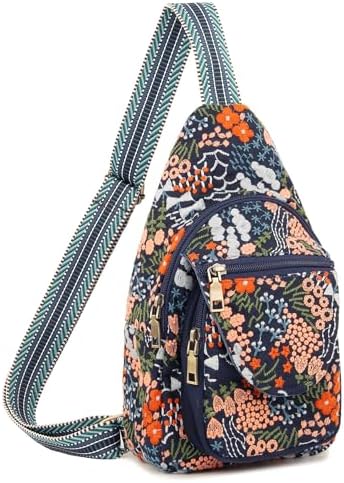 SILKAREA Embroidered Boho Small Sling Bag for Women Travel (Blue) SILKAREA Embroidered Boho Small Sling Bag for Women Ch