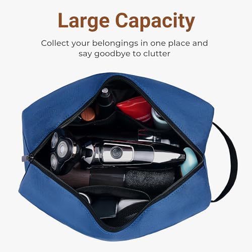 Elviros Lightweight Travel Toiletry Bag for Women and Men Travel Essentials Gifts for Men(Navy Blue) Global Recycled Sta