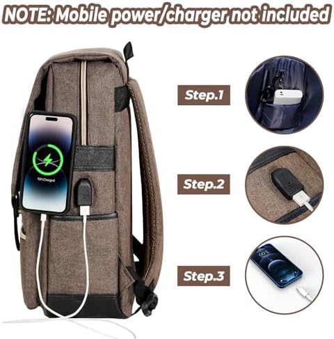 Ronyes Vintage Laptop Backpack for Women and Men, 15.6 inch Red Backpack with USB Charging Port for College and Work