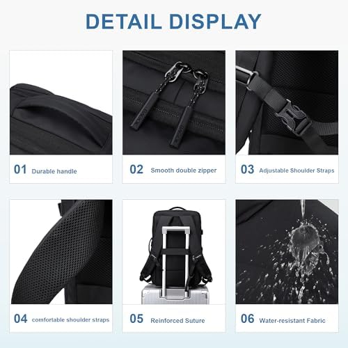 Carry On Travel Backpack 35L-40L Expandable Extra Large Light Daypack for Men and Women (Blue) Travel Backpack 35L-40L