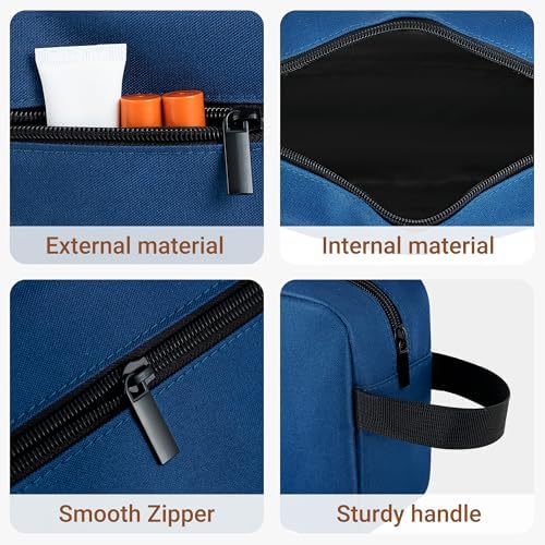 Elviros Lightweight Travel Toiletry Bag for Women and Men Travel Essentials Gifts for Men(Navy Blue) Global Recycled Sta
