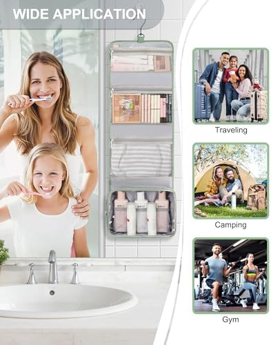 Relavel Travel Toiletry Bag for Men, Large Capacity Travel Kit, Hanging Toiletry Bag for Women