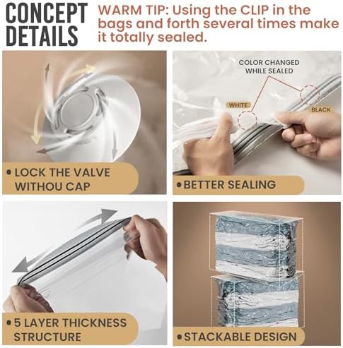 TAILI Jumbo Cube Vacuum Storage Bags 4 Pack, Extra Large (31x40x15 Inch) for Clothing and Bedding, Space Saving Closet O