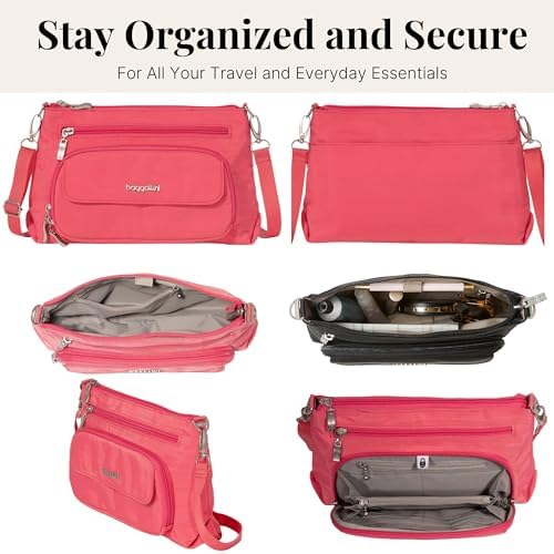 Baggallini Original RFID Protected Lightweight Nylon Zippered Travel Purse for Women ClimatePartner Certified