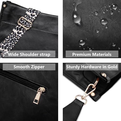 AUYOCO Vegan Leather Crossbody Bags for Women Handbag with Guitar Strap Zipped Pockets AUYOCO Vegan Leather Crossbody