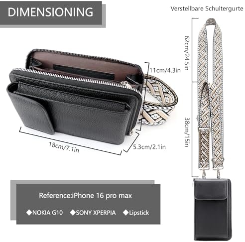 Women's Small PU Leather Crossbody Bag for Phone, 7 Inches | DBPBToU Women's PU Leather Crossbody Phone Purse, 7 Inches