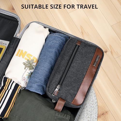 WITZMAN Classic Black A8001 Men's Water-Resistant Travel Dopp Kit Bag