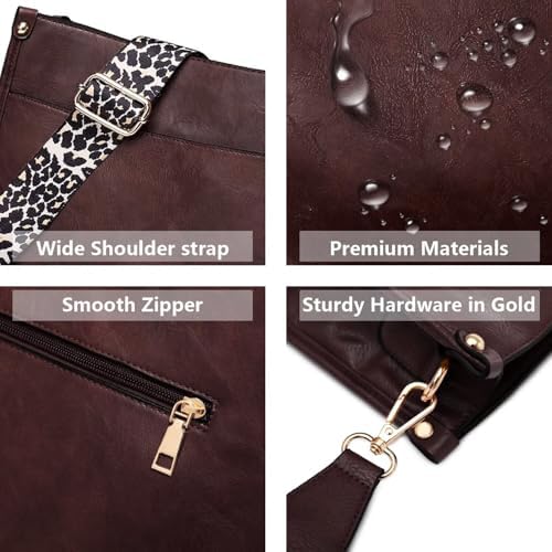 AUYOCO Vegan Leather Crossbody Bags for Women Handbag with Guitar Strap Zipped Pockets AUYOCO Vegan Leather Crossbody