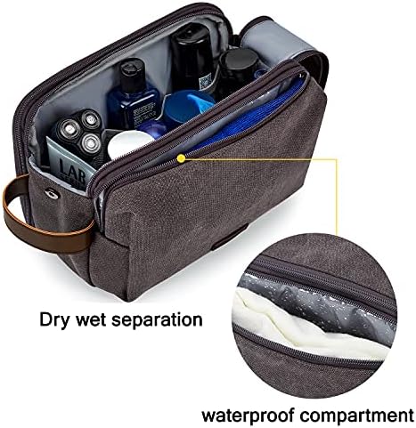 Men's Water-resistant Toiletry Bag - BAGSMART Dopp Kit Canvas Travel Organizer - Black - Large - Image 15
