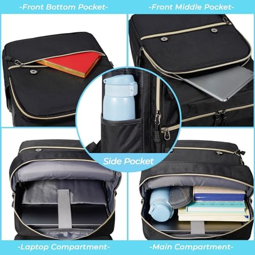 Ronyes Vintage Laptop Backpack for Women and Men, 15.6 inch Red Backpack with USB Charging Port for College and Work