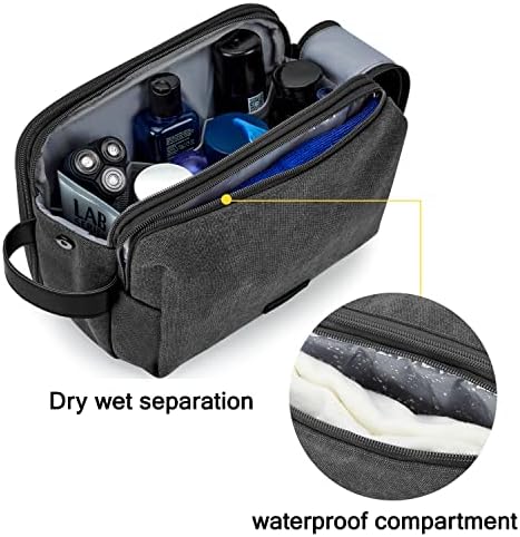 Men's Water-resistant Toiletry Bag - BAGSMART Dopp Kit Canvas Travel Organizer - Black - Large - Image 3