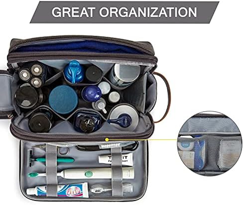 Men's Water-resistant Toiletry Bag - BAGSMART Dopp Kit Canvas Travel Organizer - Black - Large - Image 14