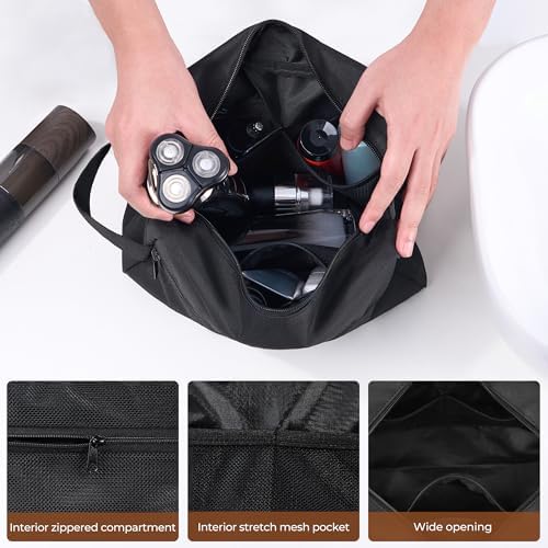 Elviros Lightweight Travel Toiletry Bag for Women and Men Travel Essentials Gifts for Men(Navy Blue) Global Recycled Sta