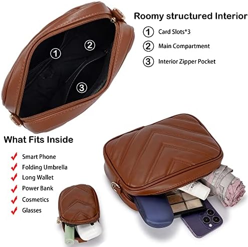 Herald Chevron Quilted Small Crossbody Bag for Women - Camera Side Shoulder Bag, 2 Sizes, Coin Purse Included Herald Che