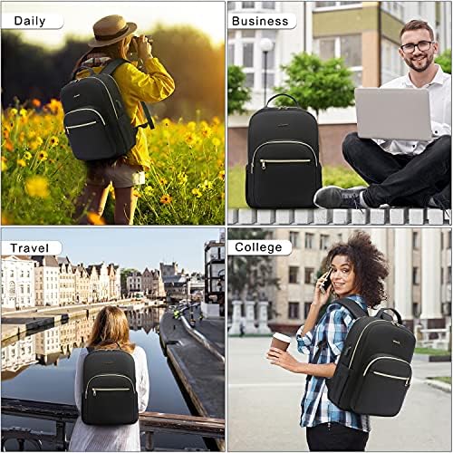 Laptop Backpack Purse for Women Work Travel Black OEKO-TEX STANDARD 100 Laptop Backpack Purse for Women College Black Qu