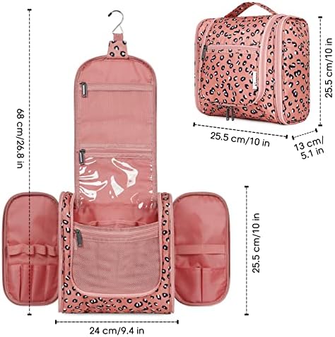 Narwey Large Blue Leaf Hanging Toiletry Bag for Women Travel and Men Cosmetics Organizers