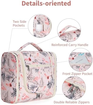 Narwey Large Blue Leaf Hanging Toiletry Bag for Women Travel and Men Cosmetics Organizers