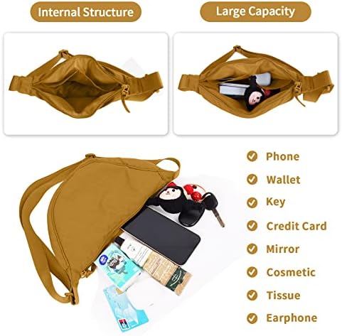 EVGLOW Nylon Crescent Crossbody Bag - Trendy Women's Travel Sling Bag EVGLOW Nylon Crescent Crossbody Bag - Small Men's