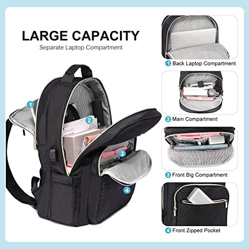 Laptop Backpack Purse for Women Work Travel Black OEKO-TEX STANDARD 100 Laptop Backpack Purse for Women College Black Qu