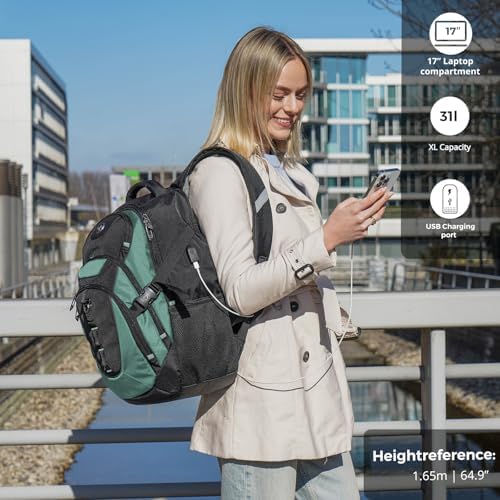 Swissdigital Design Laptop Backpack with USB Charging Port | Men's 15.6 Inches Fit 31L Travel Backpack | Blue/Black | SD