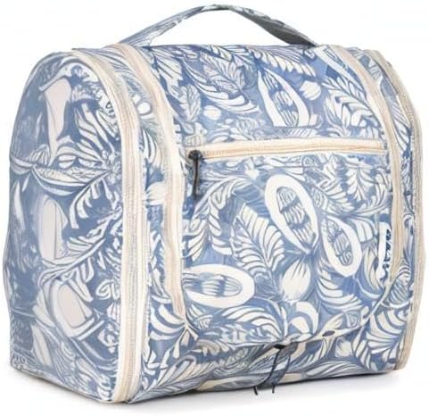 Narwey Large Blue Leaf Hanging Toiletry Bag for Women Travel and Men Cosmetics Organizers