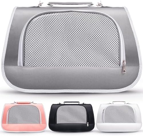 Airline Approved Small Pet Carrier for Cats and Rabbits, Lightweight & Ventilated Dog Carrier, Soft-Sided & Foldable (Up