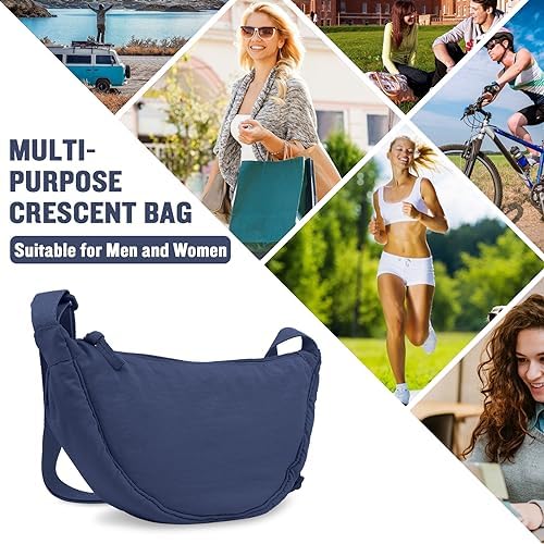 EVGLOW Nylon Crescent Crossbody Bag - Trendy Women's Travel Sling Bag EVGLOW Nylon Crescent Crossbody Bag - Small Men's